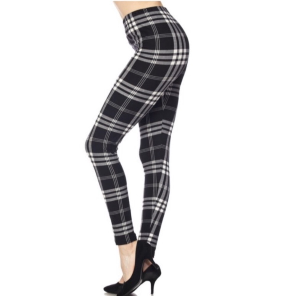 Soft Brushed Plaid Leggings.